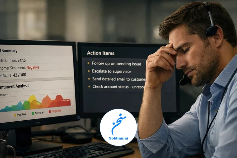اپراتور بعد از یک تماس دشوار، هنوز درگیر احساسات، اطلاعات و تصمیمهای نیمهتمام است.