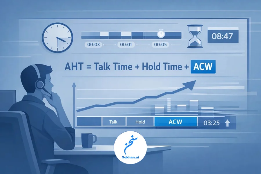 تأثیر مستقیم فعالیت های پس از تماس بر میانگین زمان رسیدگی به تماس
